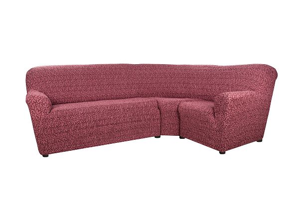 Еврочехол Чехол на классический угловой диван "Тела" Безарро бордовый